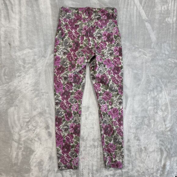 Hue Women’s M Pink Rose Floral Jeggings Pull-On Skinny Stretch Pants - Picture 6 of 6